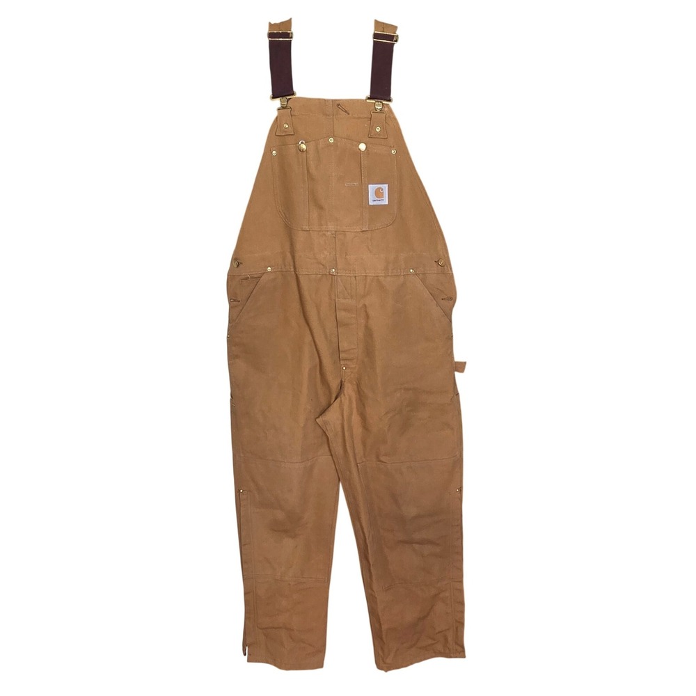 Vintage Carhartt R05 BRN Duck Bib Overalls Mens 40x30 Double Knee USA UNION MADE